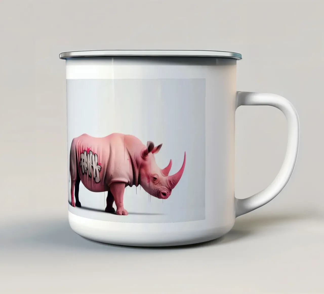 Rhino tazza in smalto da Art Unleashed