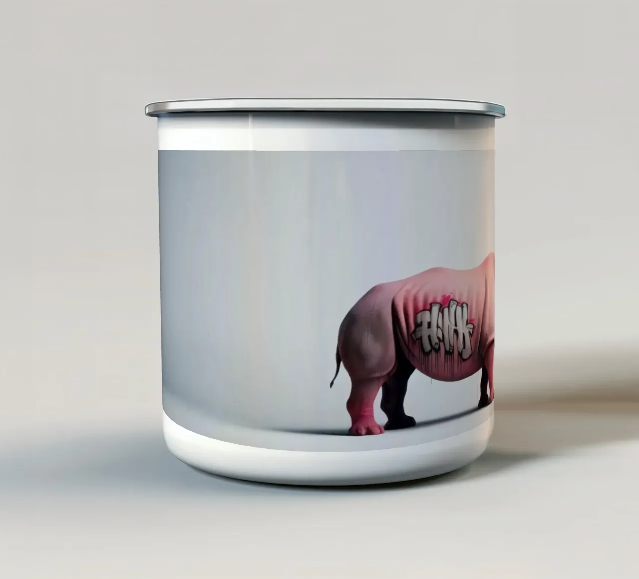 Rhino tazza in smalto da Art Unleashed