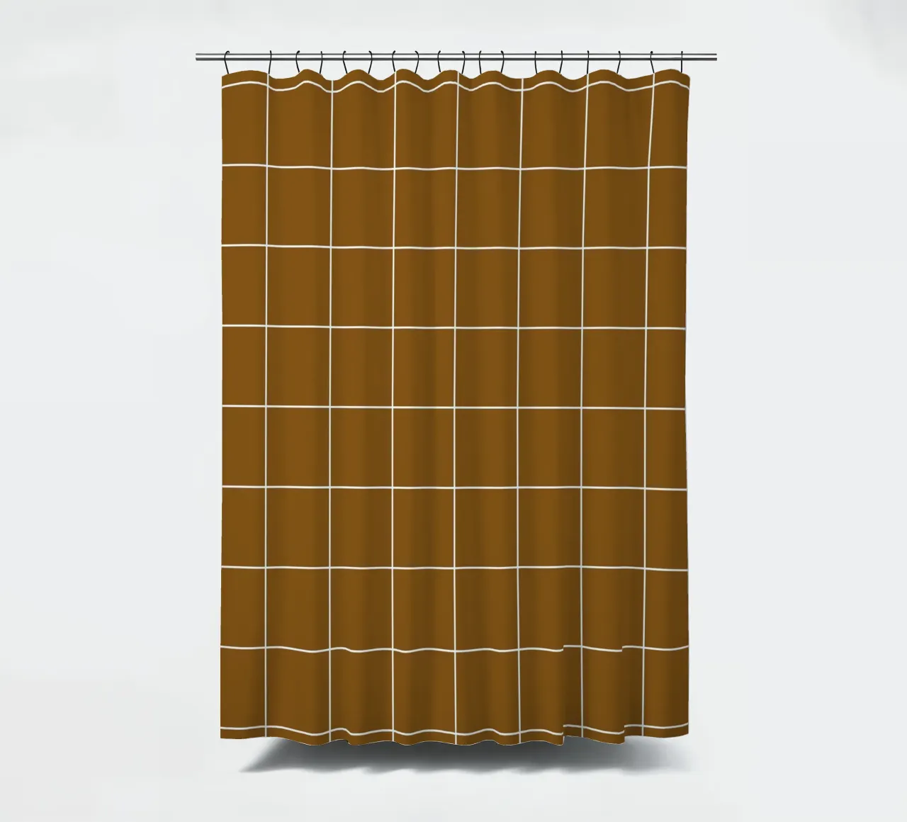 Basic Classic Chic Big Grid | Weiß auf Dunkelschokoladenbraun Duschvorhang von Beauty in Simplicity