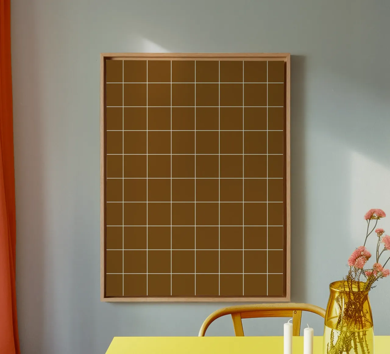 Basic Klassiek Chique Groot Raster | Wit op Donker Chocolade Bruin canvas van Beauty in Simplicity