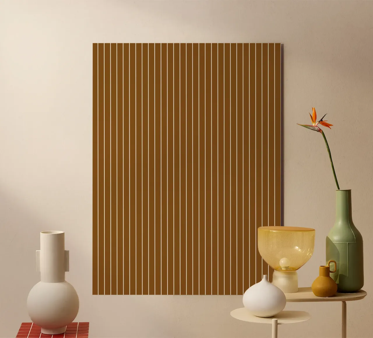 Minimal Basic Chic Classico Gessato | Bianco su Marrone Scuro alluminio dibond da Beauty in Simplicity