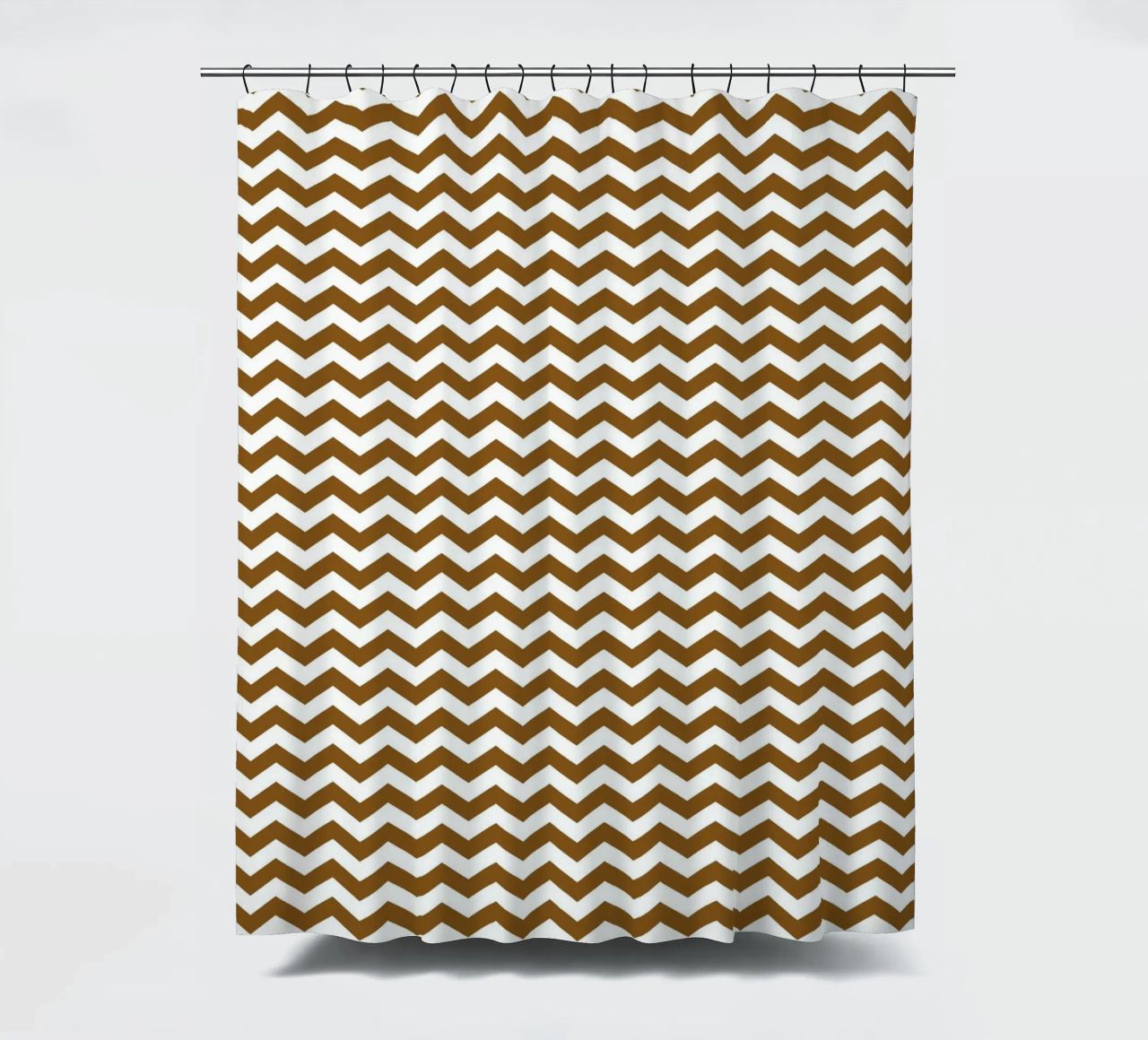 Minimal Chic Basic Standard Chevron | Weiß und Dunkelbraun Duschvorhang von Beauty in Simplicity