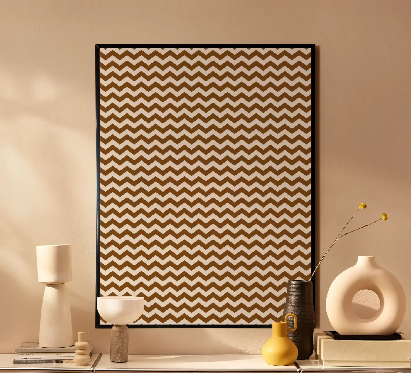 Minimal Chic Basic Standard Chevron | Bianco e marrone scuro poster da Beauty in Simplicity