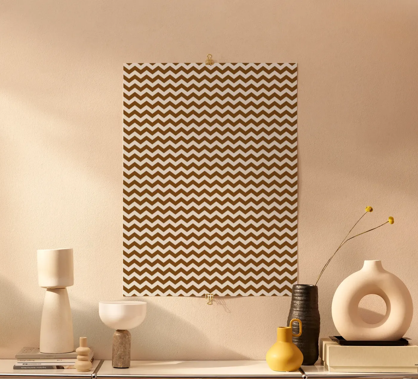 Minimal Chic Basic Standard Chevron | Bianco e marrone scuro poster da Beauty in Simplicity