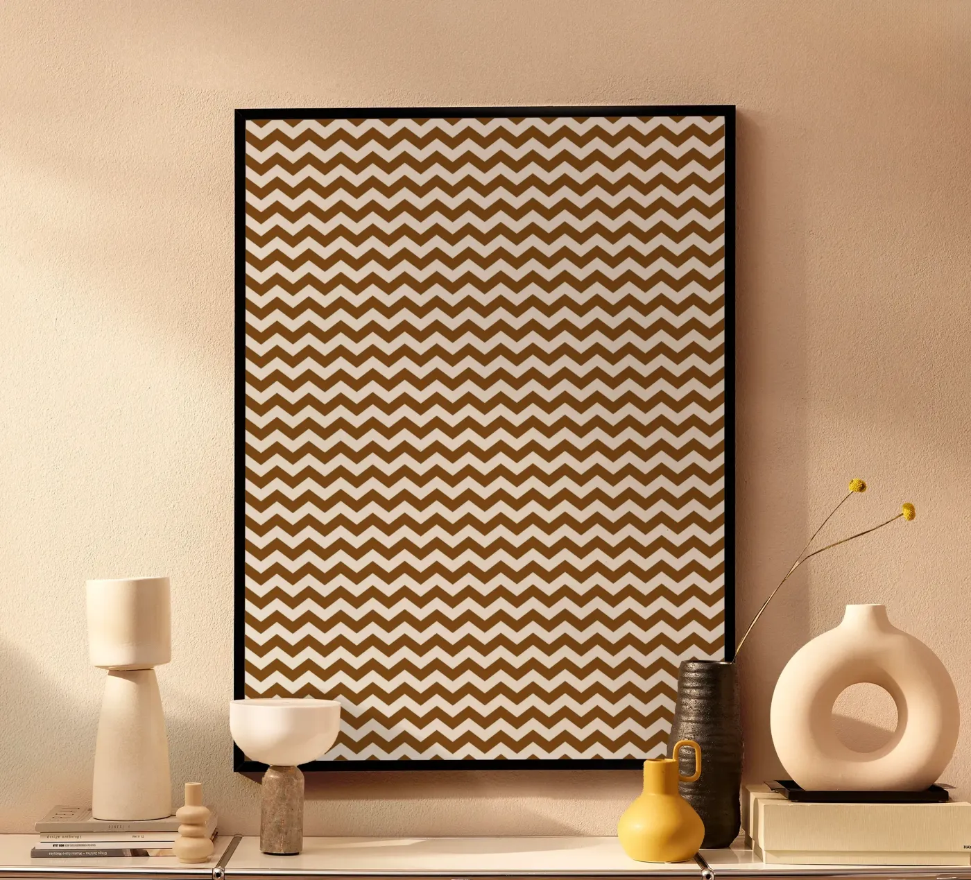 Minimal Chic Basic Standard Chevron | Bianco e marrone scuro poster da Beauty in Simplicity