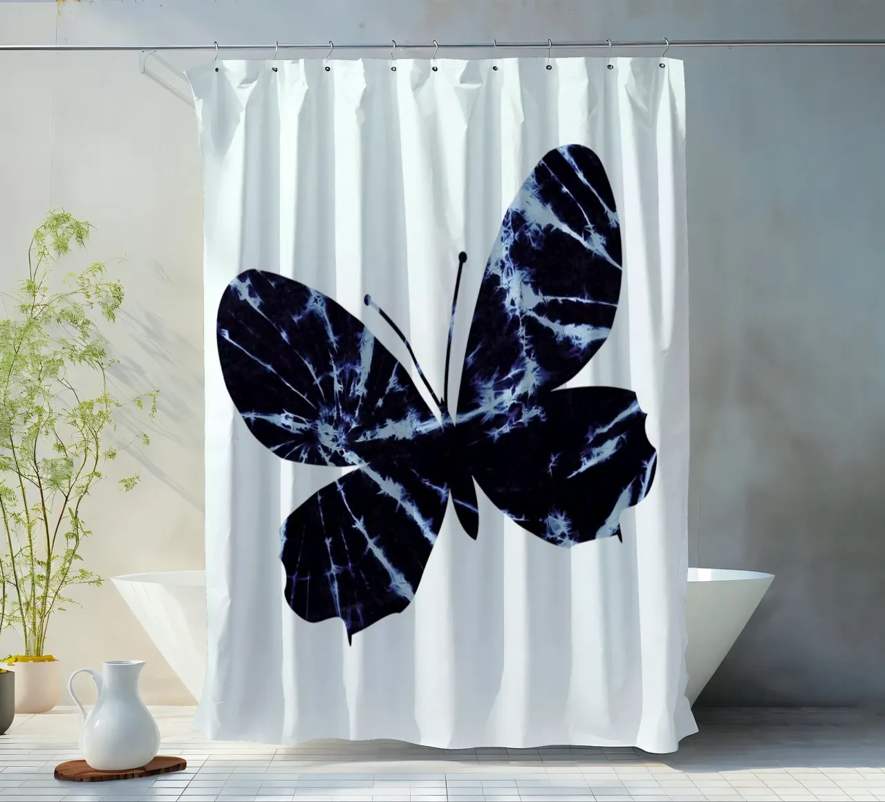 Batik Butterfly shower curtain by XOXO Arte