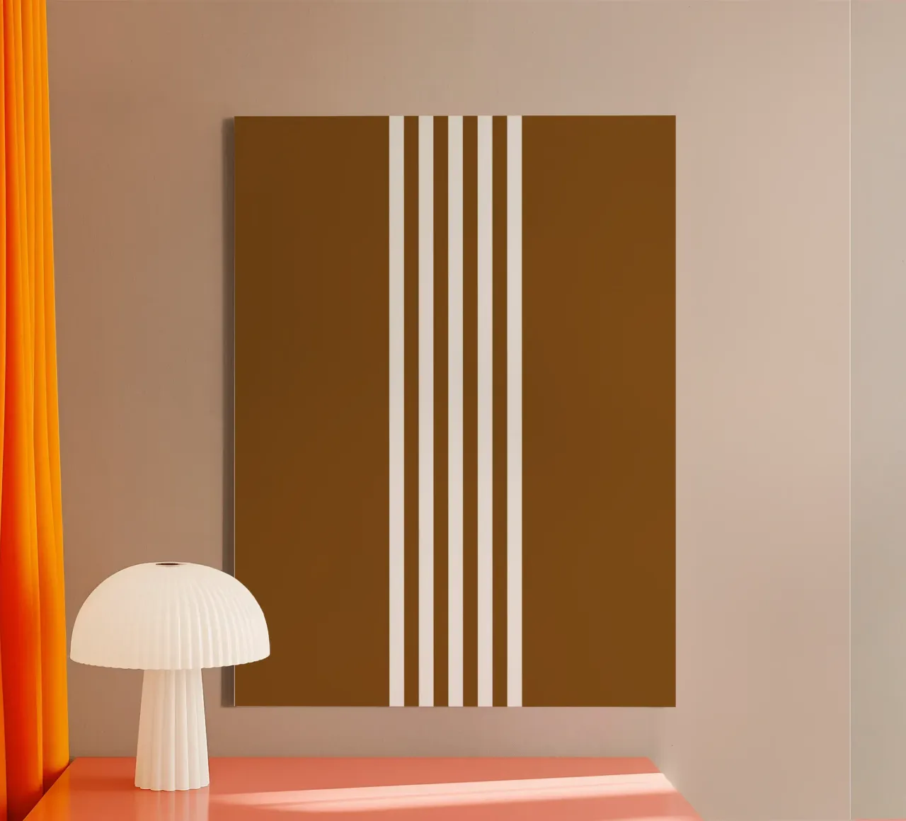 Basic Scandinavian Centered Stripes 2 | Weiß auf Dunkelbraun Leinwand von Beauty in Simplicity