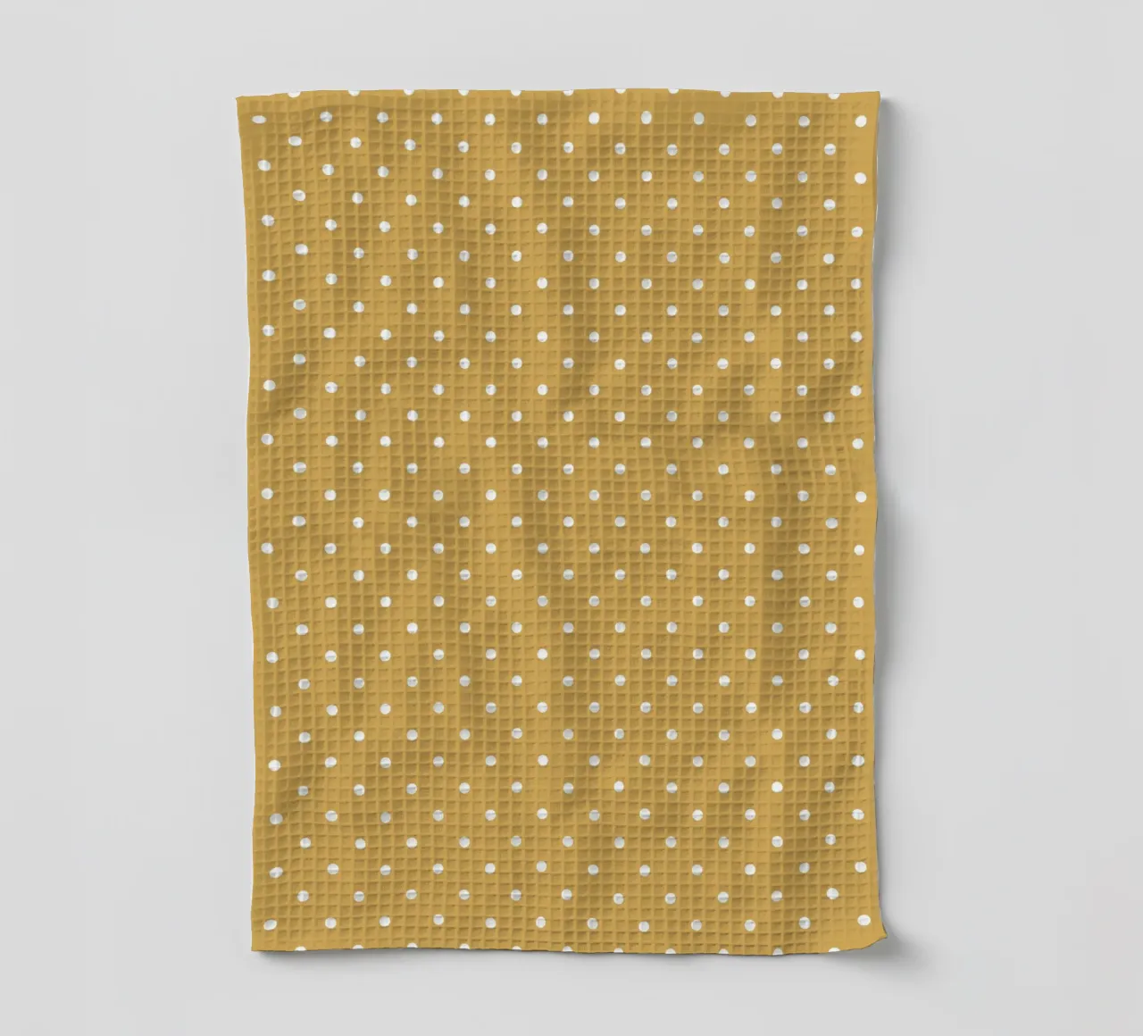 Minimal Basic Klassieke Polka Dots | Wit op Mosterdgeel theedoek van Beauty in Simplicity