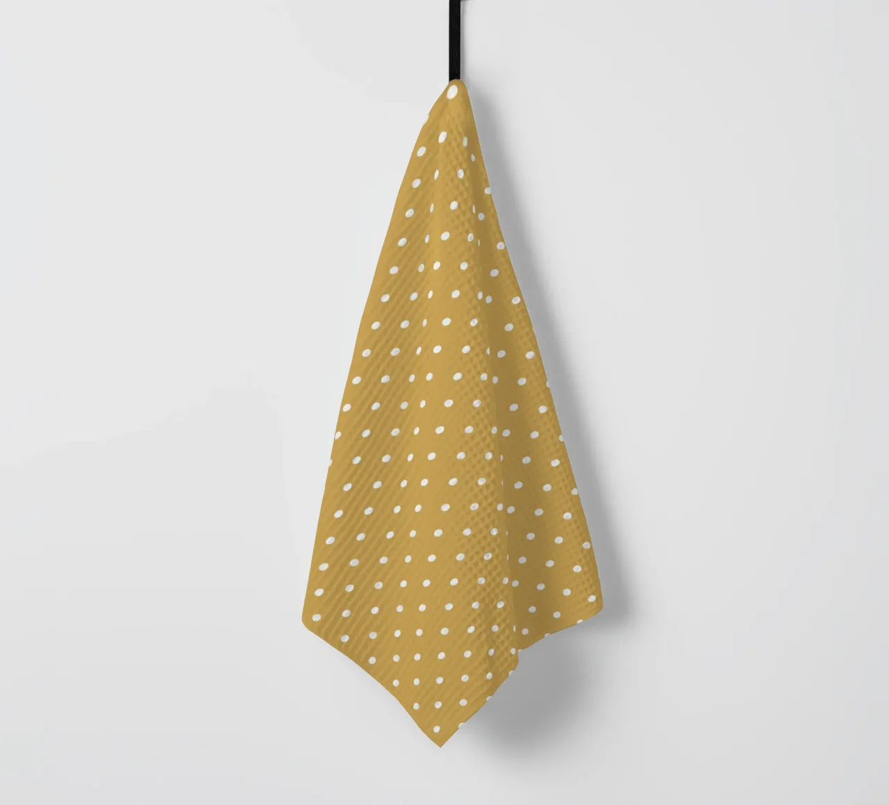 Minimal Basic Klassieke Polka Dots | Wit op Mosterdgeel theedoek van Beauty in Simplicity