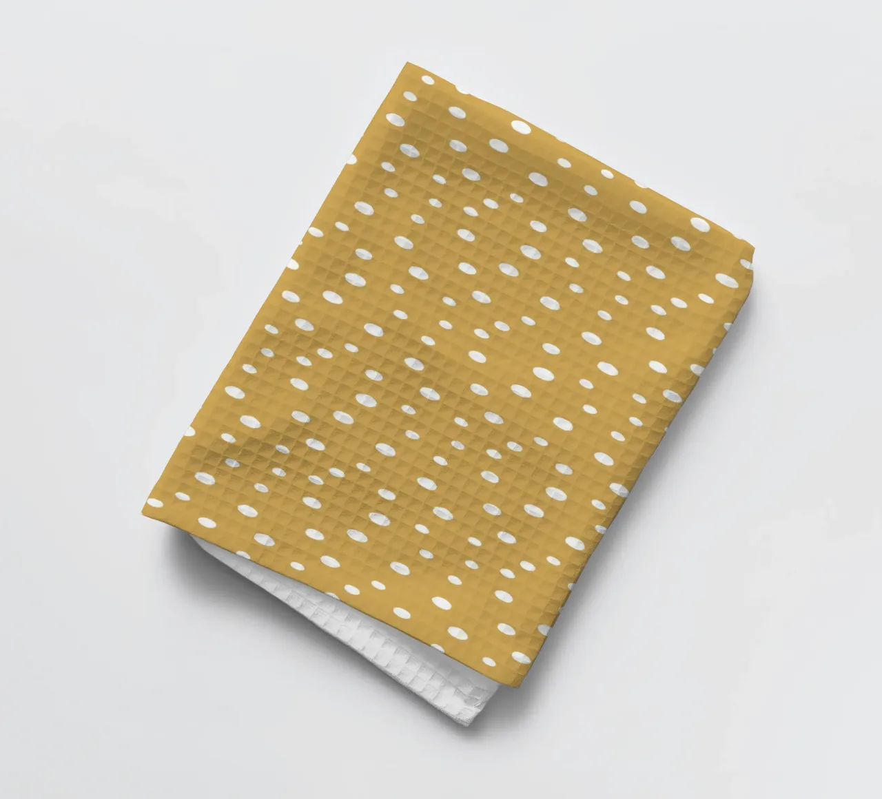Basic Chic Dessiné à la main Pois polka | Blanc sur jaune moutarde torchon de Beauty in Simplicity