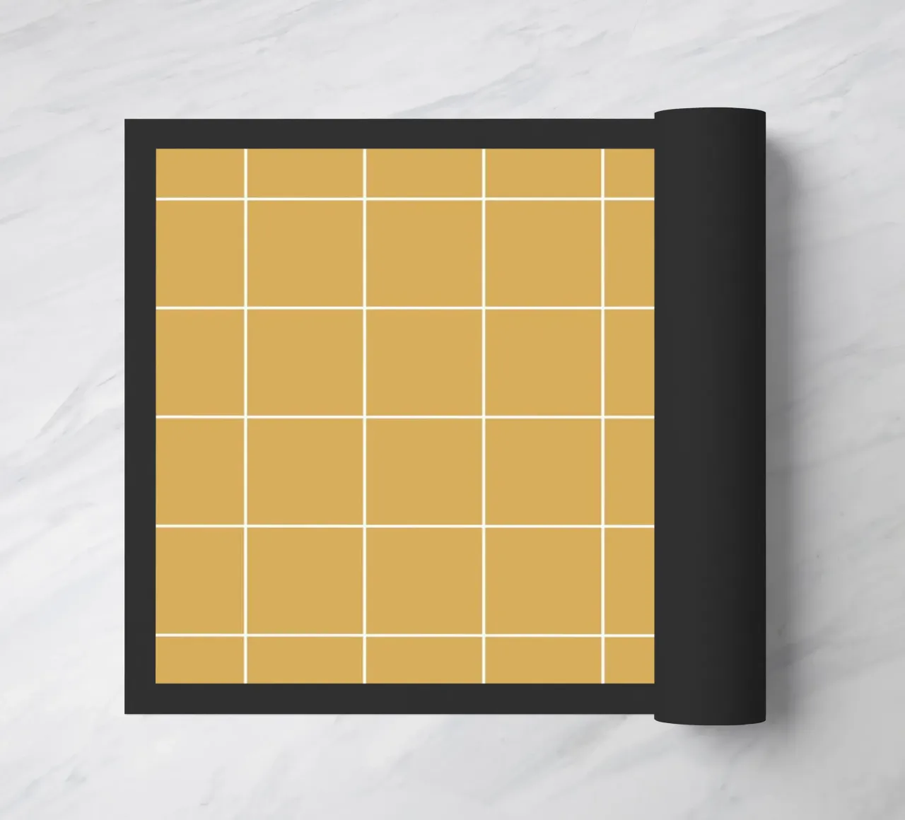 Minimal Basic Klassiek Groot Raster | Wit op Mosterdgeel deurmat van Beauty in Simplicity