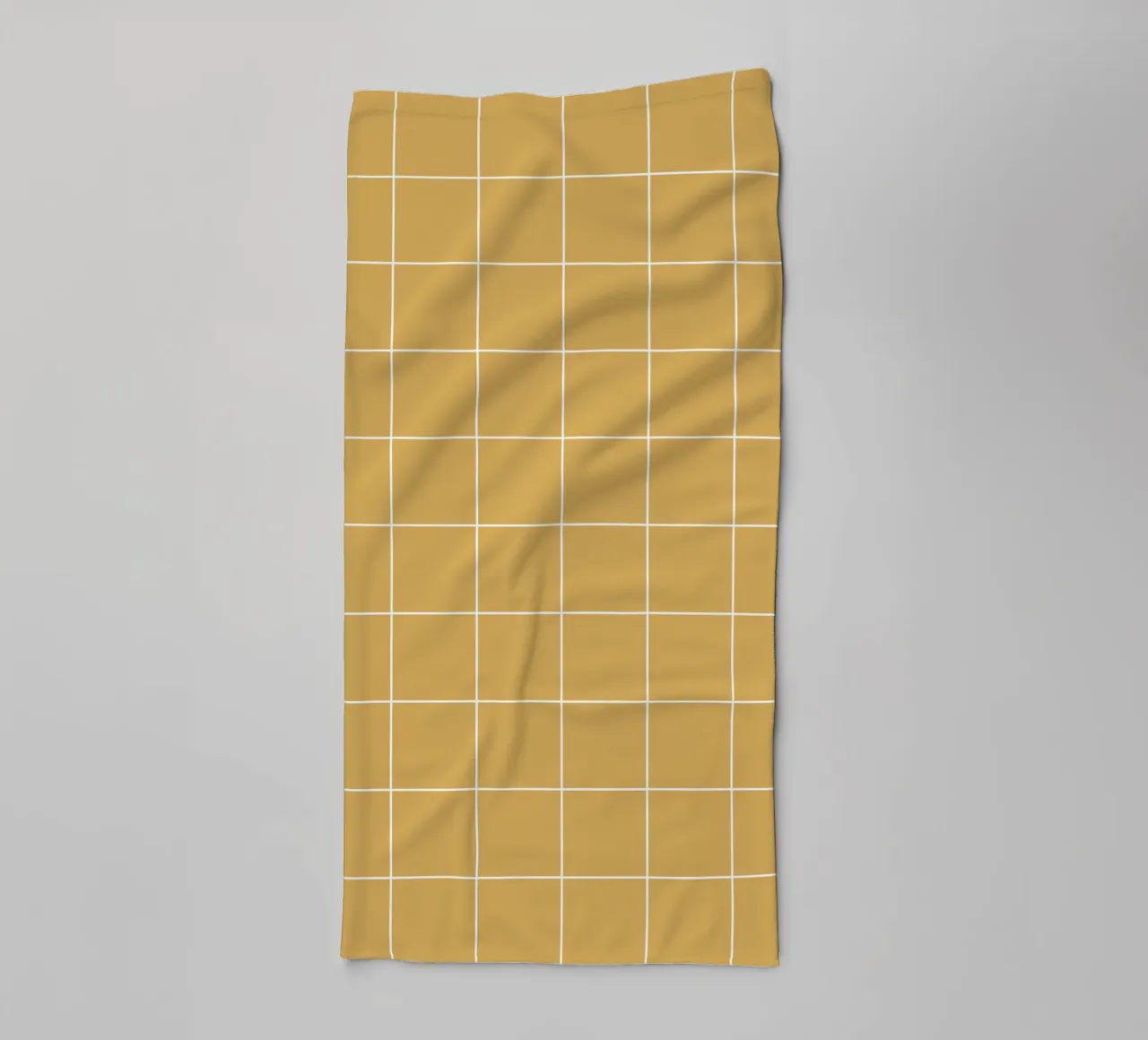 Minimal Basic Classic Big Grid | Weiß auf Senfgelb Handtuch von Beauty in Simplicity