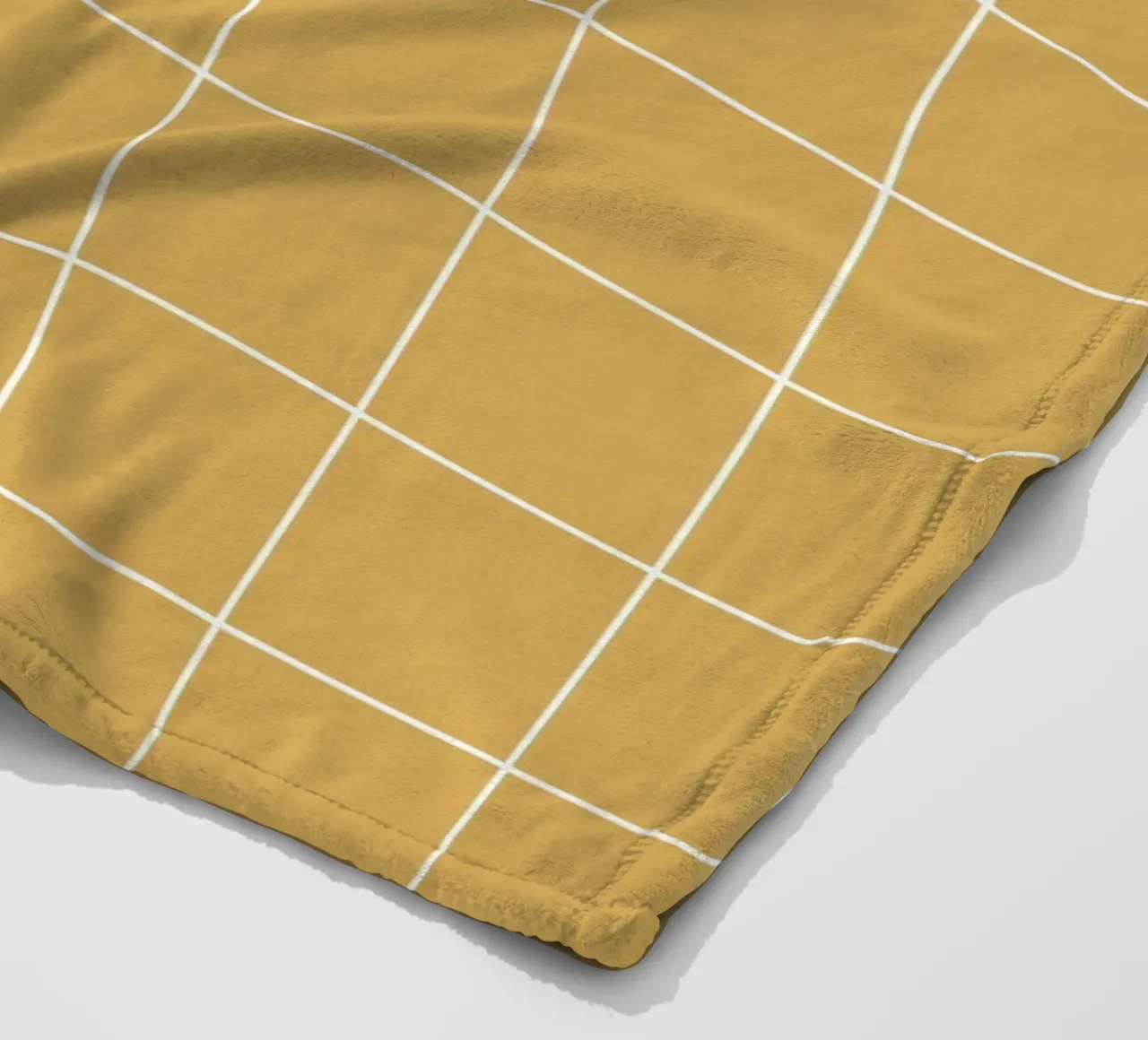 Minimal Basic Klassiek Groot Raster | Wit op Mosterdgeel fleecedeken van Beauty in Simplicity