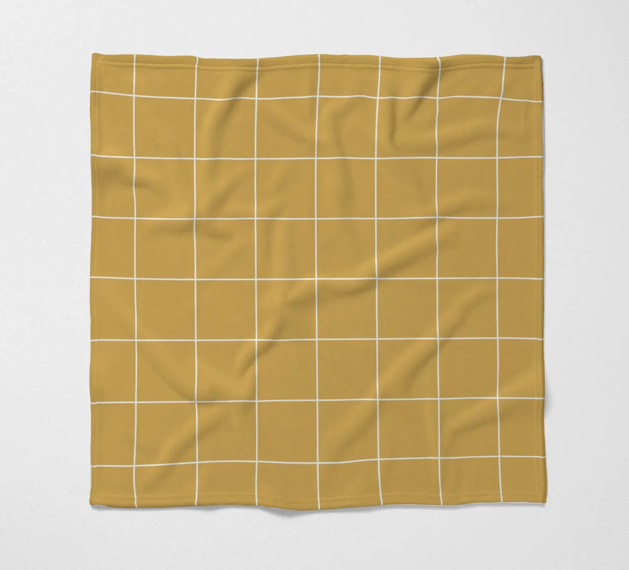 Minimal Basic Klassiek Groot Raster | Wit op Mosterdgeel fleecedeken van Beauty in Simplicity