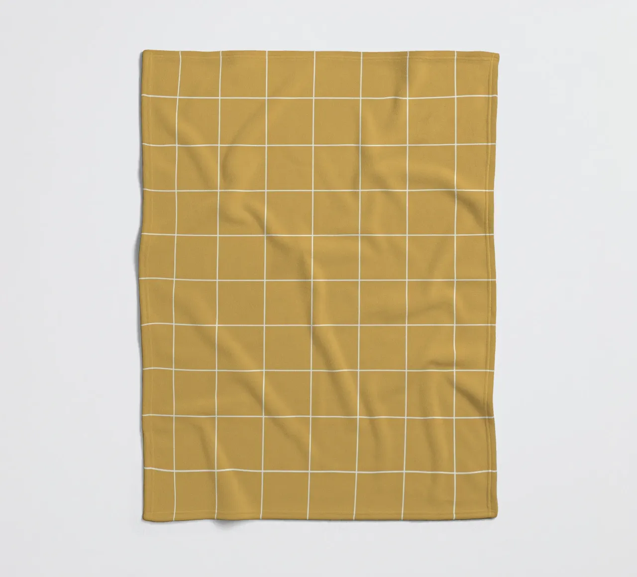 Minimal Basic Klassiek Groot Raster | Wit op Mosterdgeel fleecedeken van Beauty in Simplicity