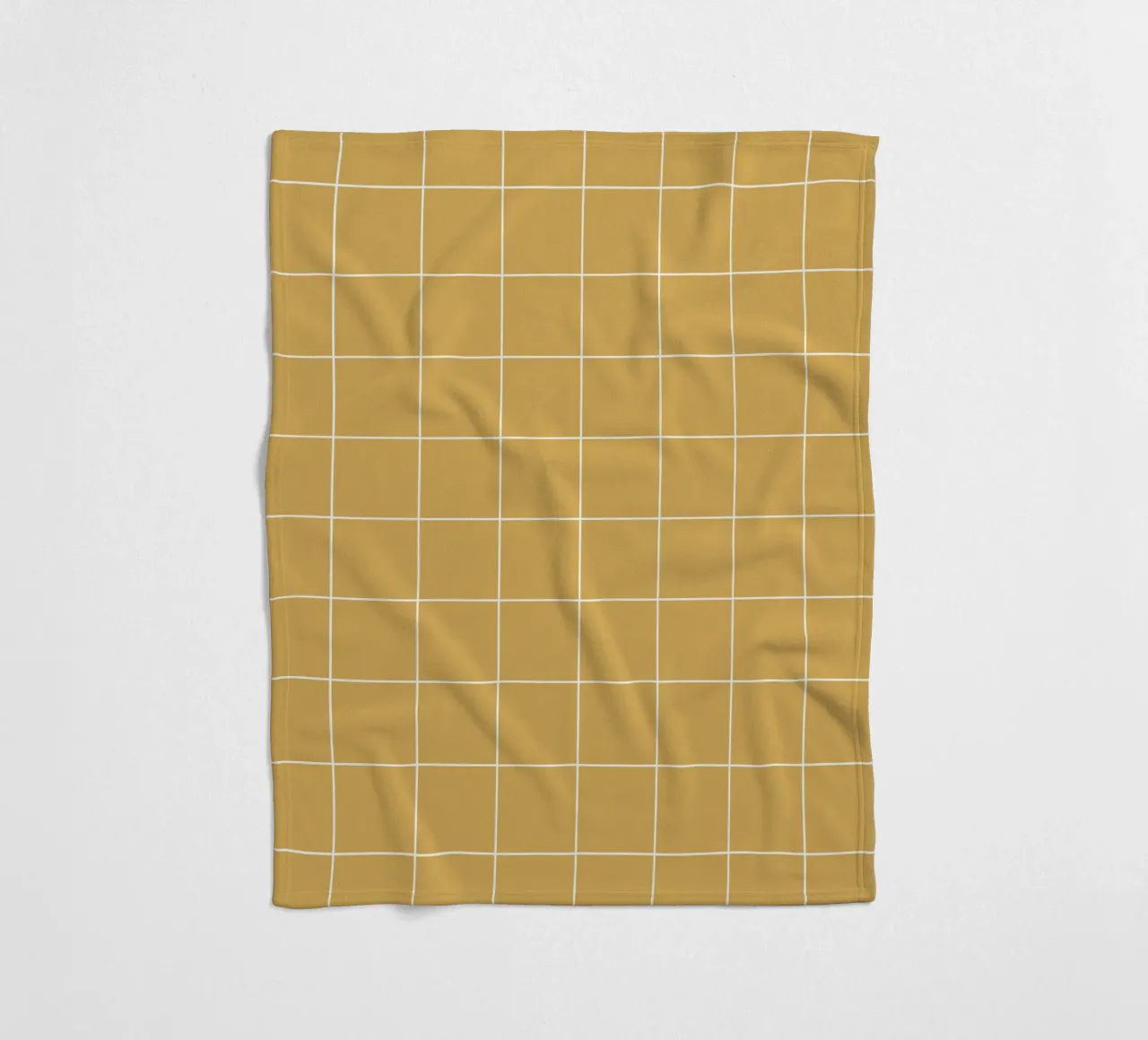 Minimal Basic Klassiek Groot Raster | Wit op Mosterdgeel fleecedeken van Beauty in Simplicity
