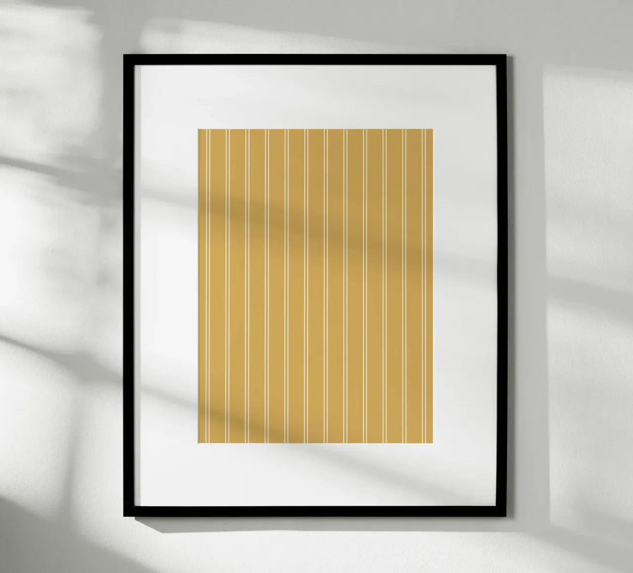 Minimal Basic Classic Pinstripe | Blanc sur jaune moutarde poster de Beauty in Simplicity