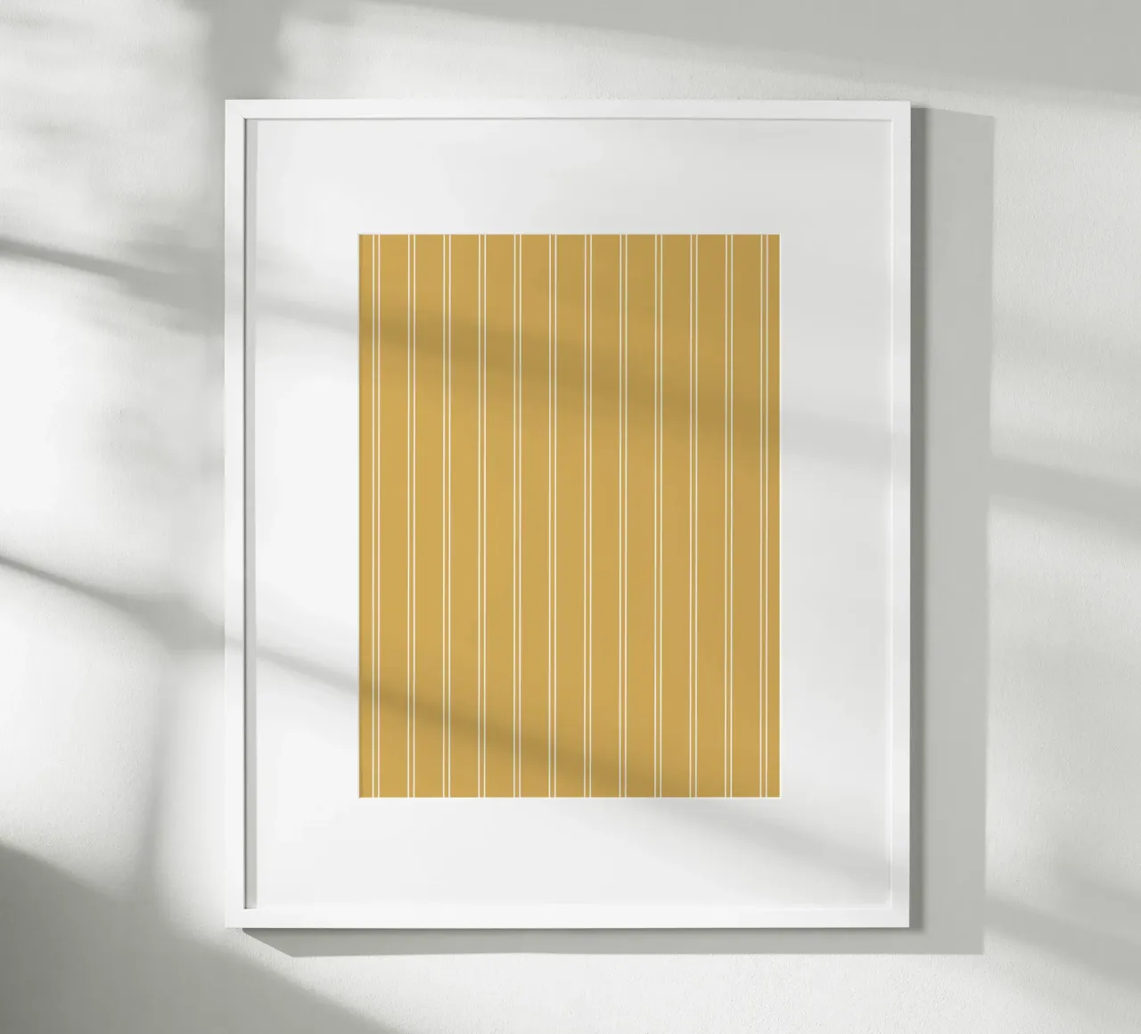 Minimal Basic Classic Pinstripe | Blanc sur jaune moutarde poster de Beauty in Simplicity