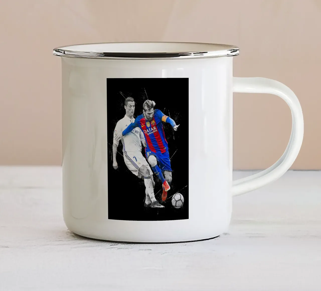Ronaldo And Messi 2 tazza in smalto da tenten