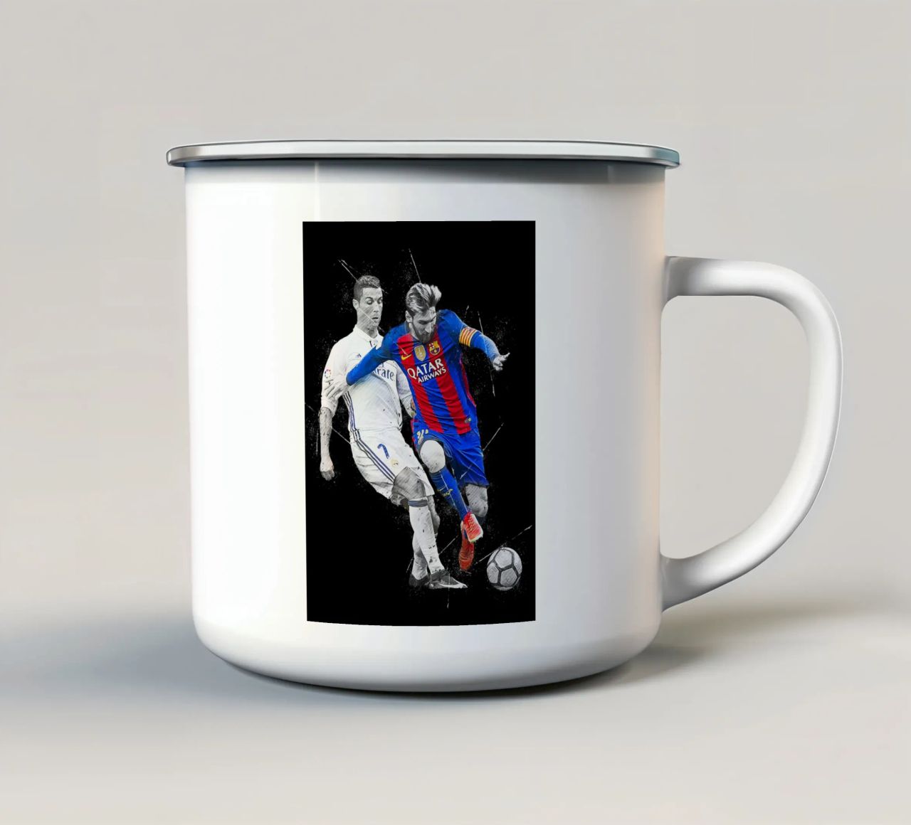 Ronaldo And Messi 2 tazza in smalto da tenten