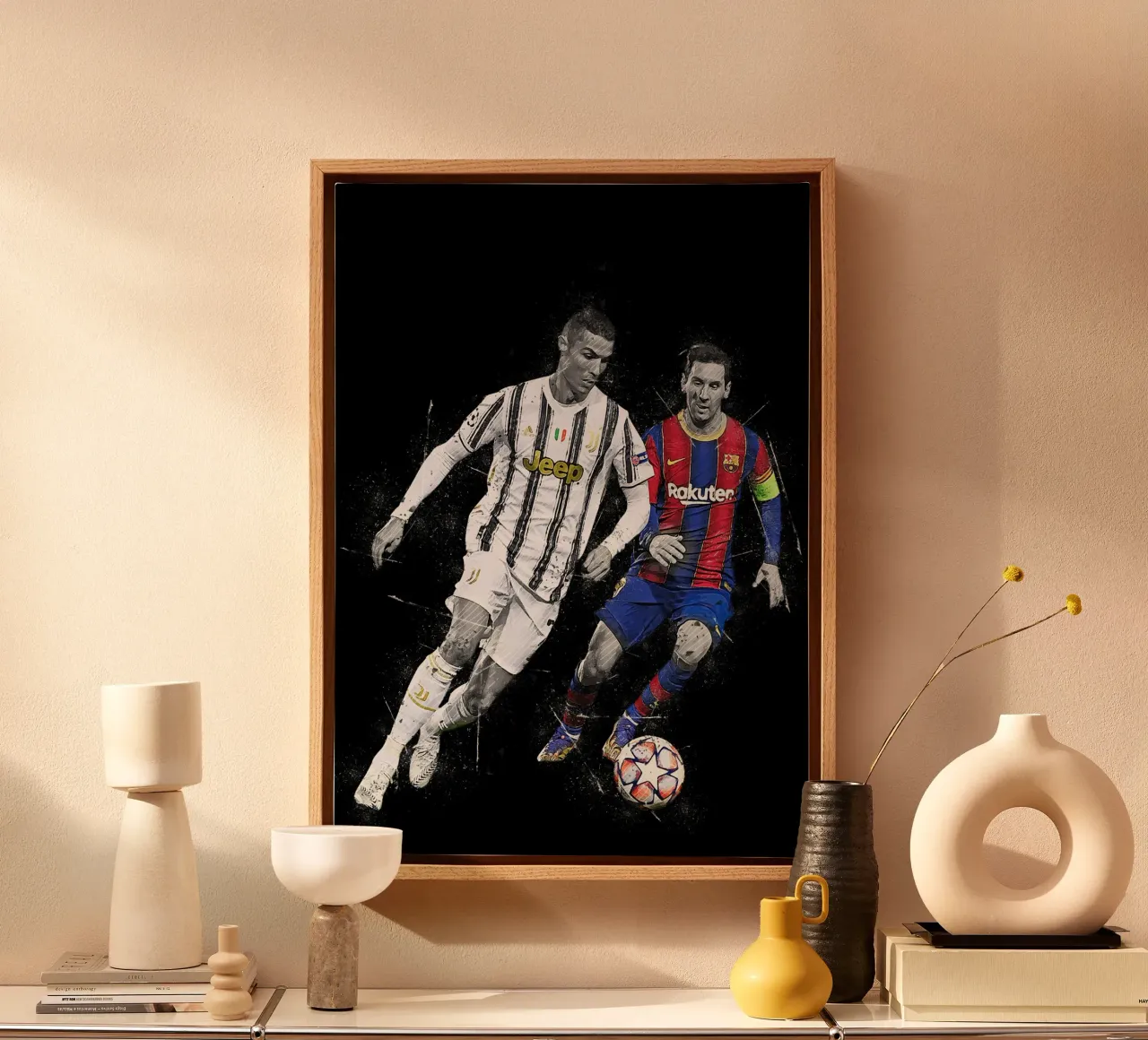 Ronaldo And Messi canvas met Baklijst van tenten