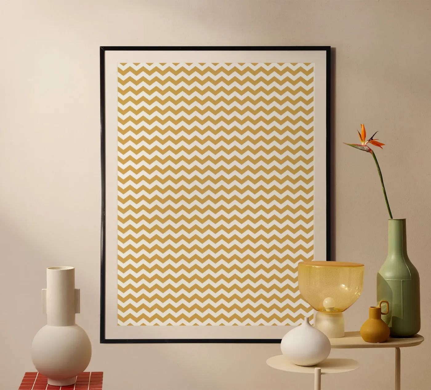 Minimal Chic Basic Chevron | White and Dark Mustard Yellow poster da Beauty in Simplicity