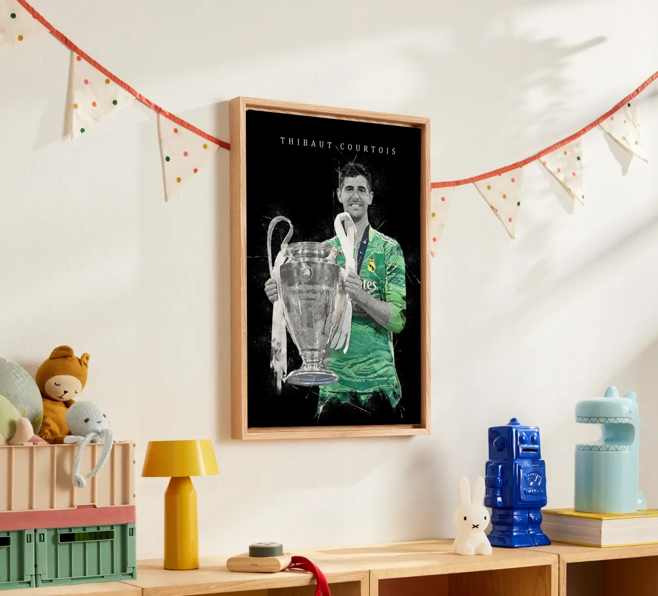 Thibaut Courtois 1 canvas met Baklijst van tenten
