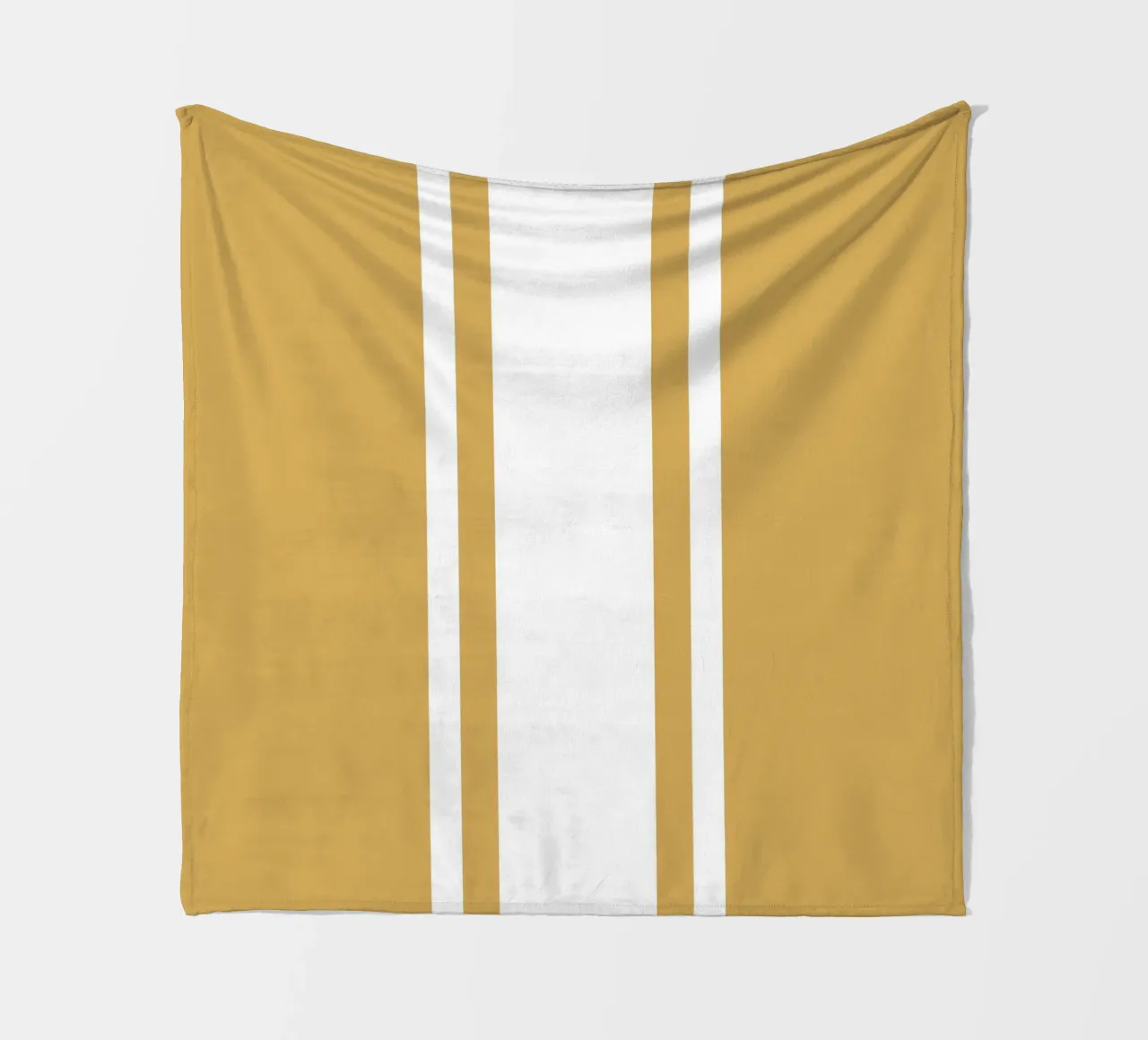 Basic Scandi Centered Stripes 1 | White on Mustard Yellow fleece blanket by Beauty in Simplicity