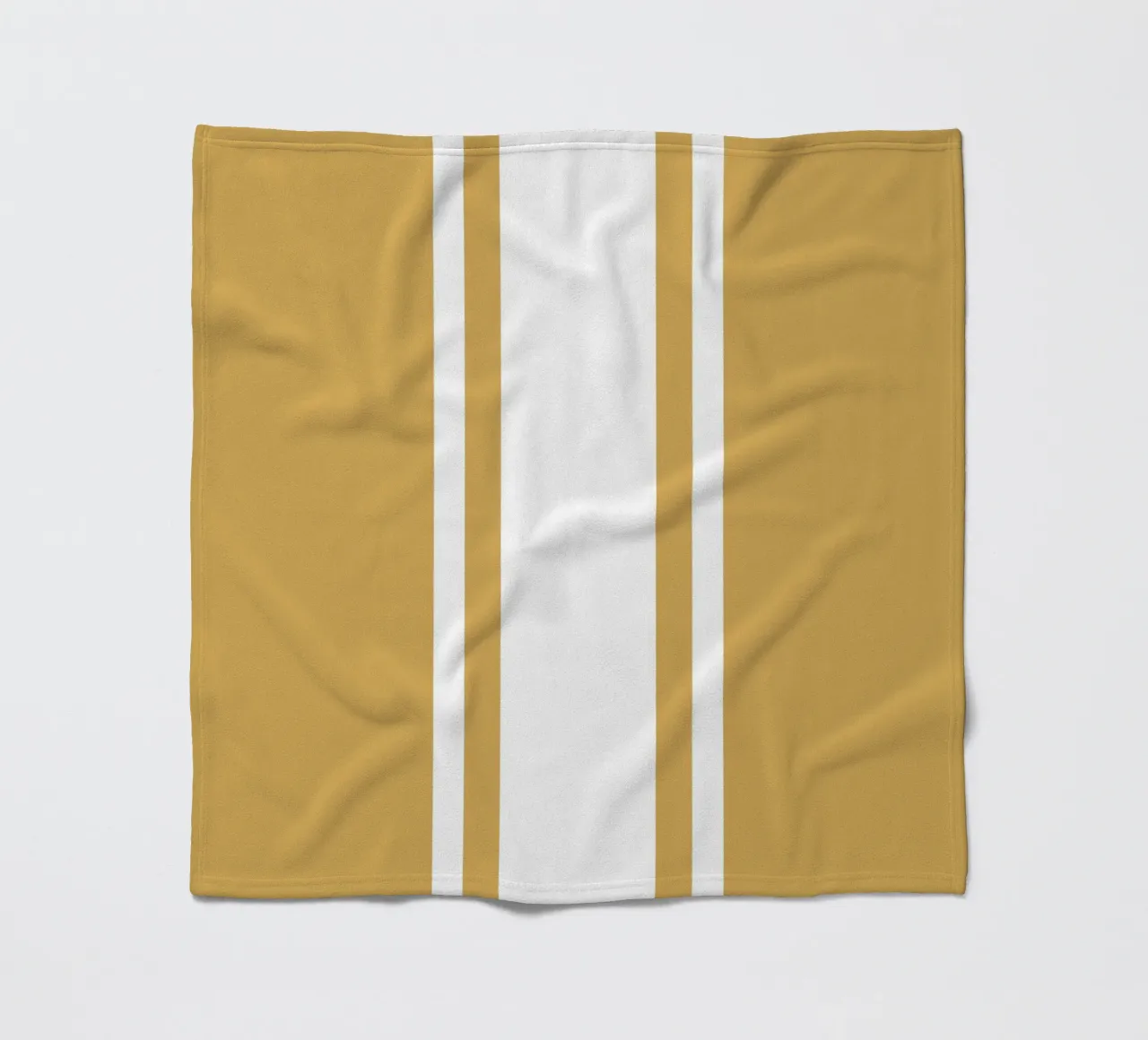 Basic Scandi Centered Stripes 1 | White on Mustard Yellow fleece blanket by Beauty in Simplicity
