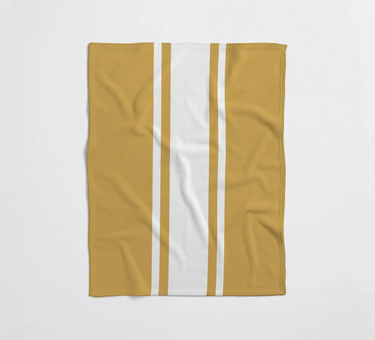 Basic Scandi Centered Stripes 1 | White on Mustard Yellow fleece blanket by Beauty in Simplicity