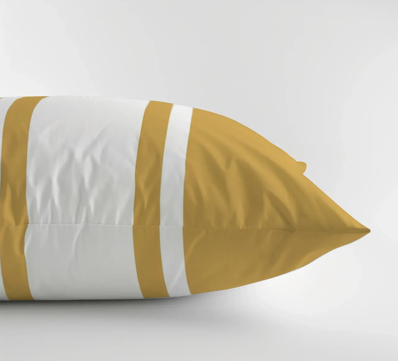 Strisce centrate Basic Scandi 1 | Bianco su giallo senape cuscino da Beauty in Simplicity