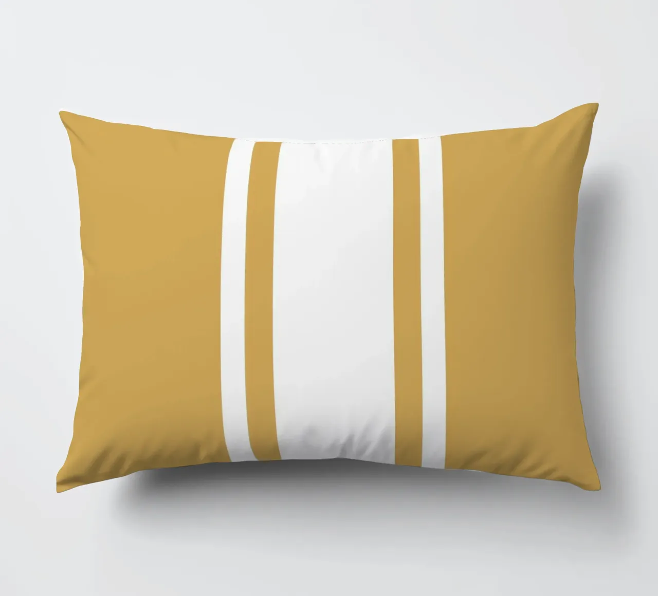 Strisce centrate Basic Scandi 1 | Bianco su giallo senape cuscino da Beauty in Simplicity