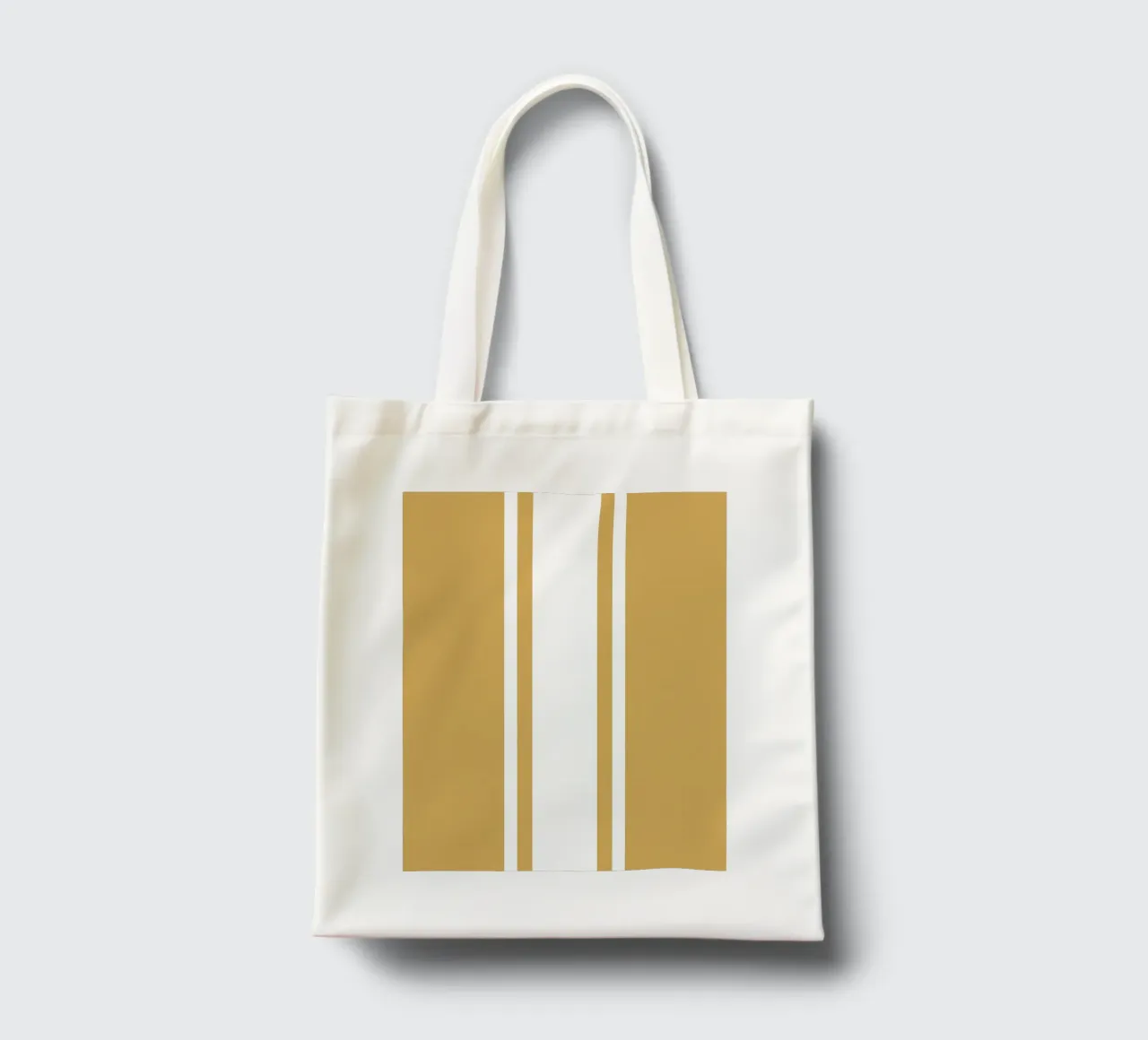 Strisce centrate Basic Scandi 1 | Bianco su giallo senape borsa in juta da Beauty in Simplicity