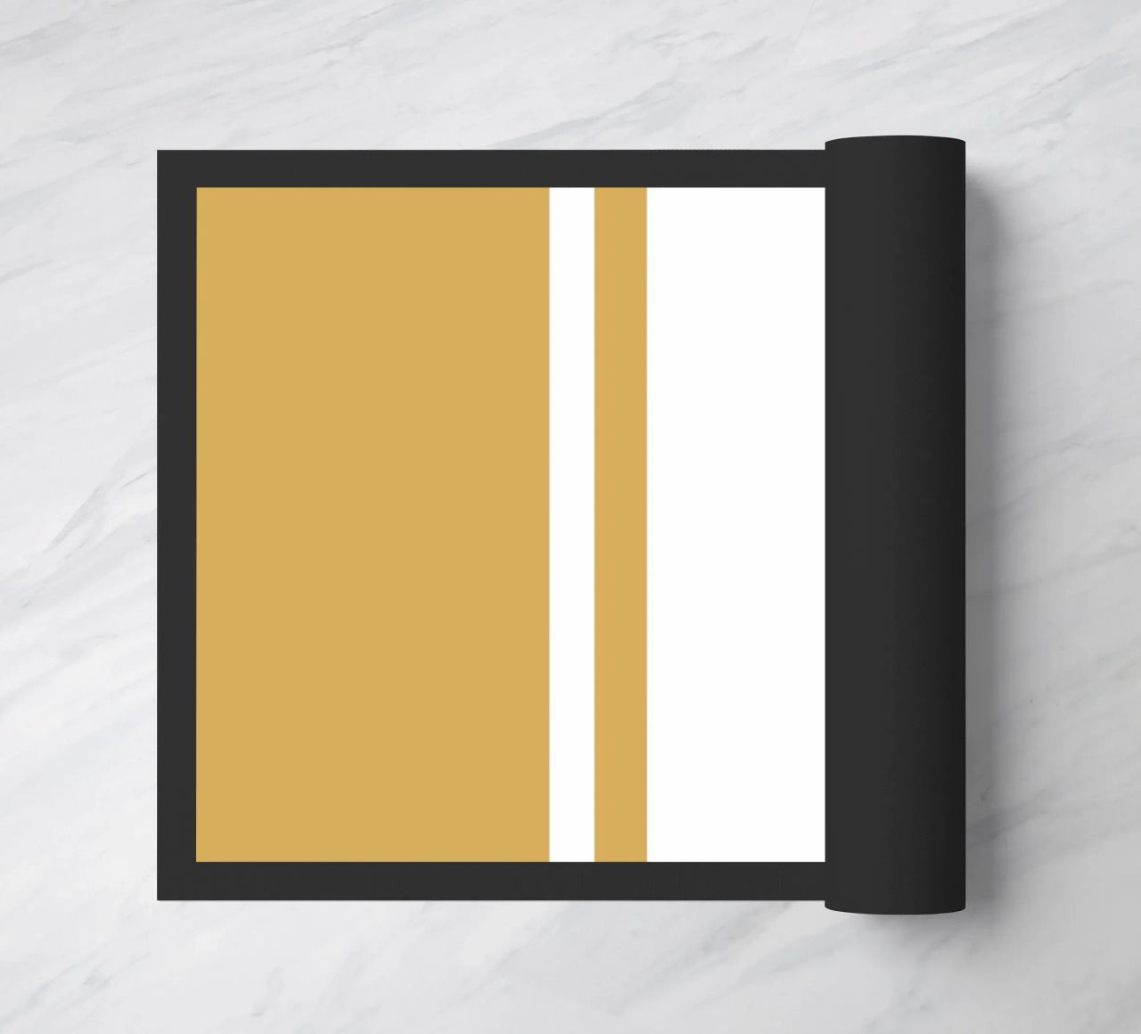 Strisce centrate Basic Scandi 1 | Bianco su giallo senape zerbino da Beauty in Simplicity