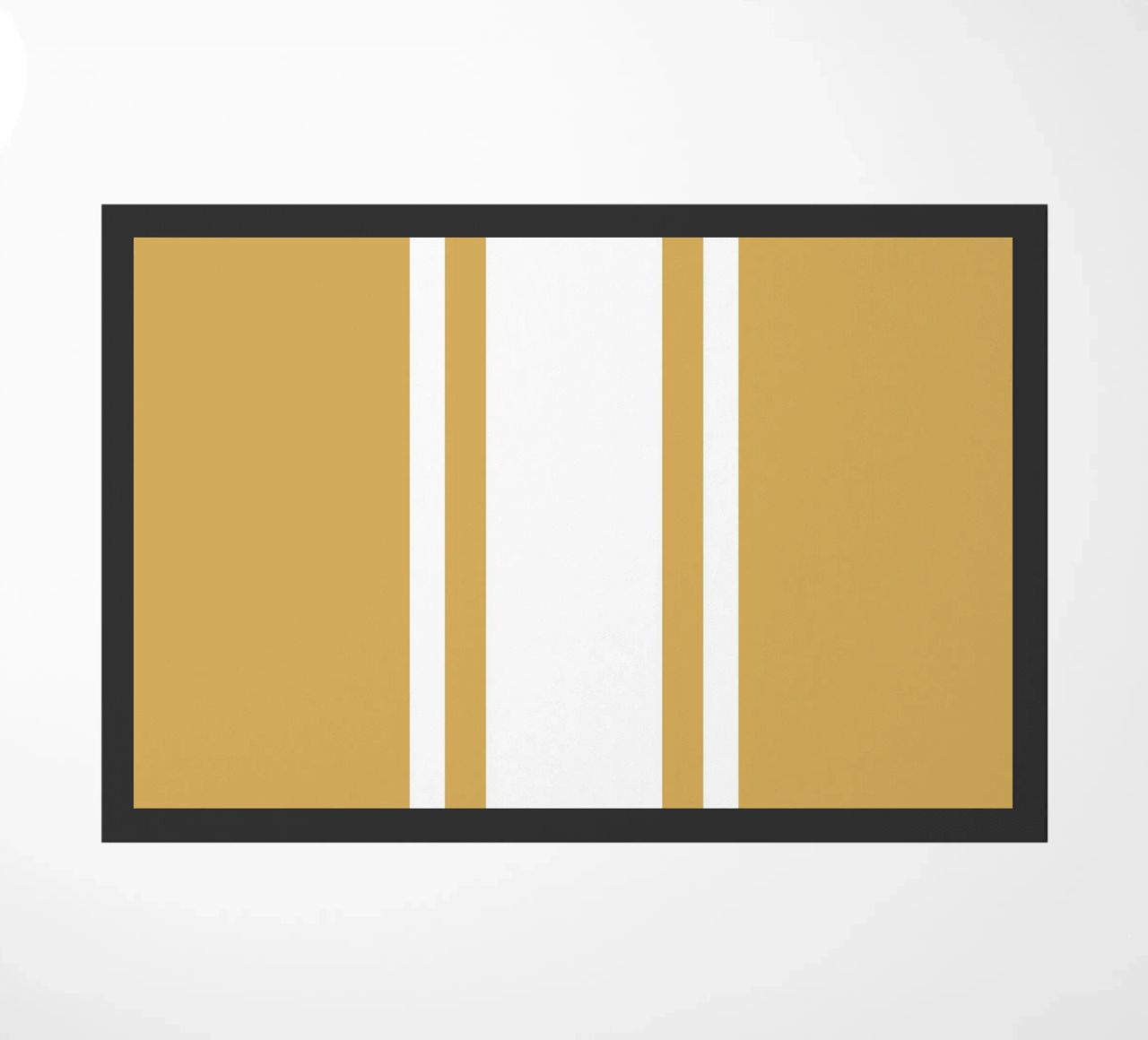 Strisce centrate Basic Scandi 1 | Bianco su giallo senape zerbino da Beauty in Simplicity