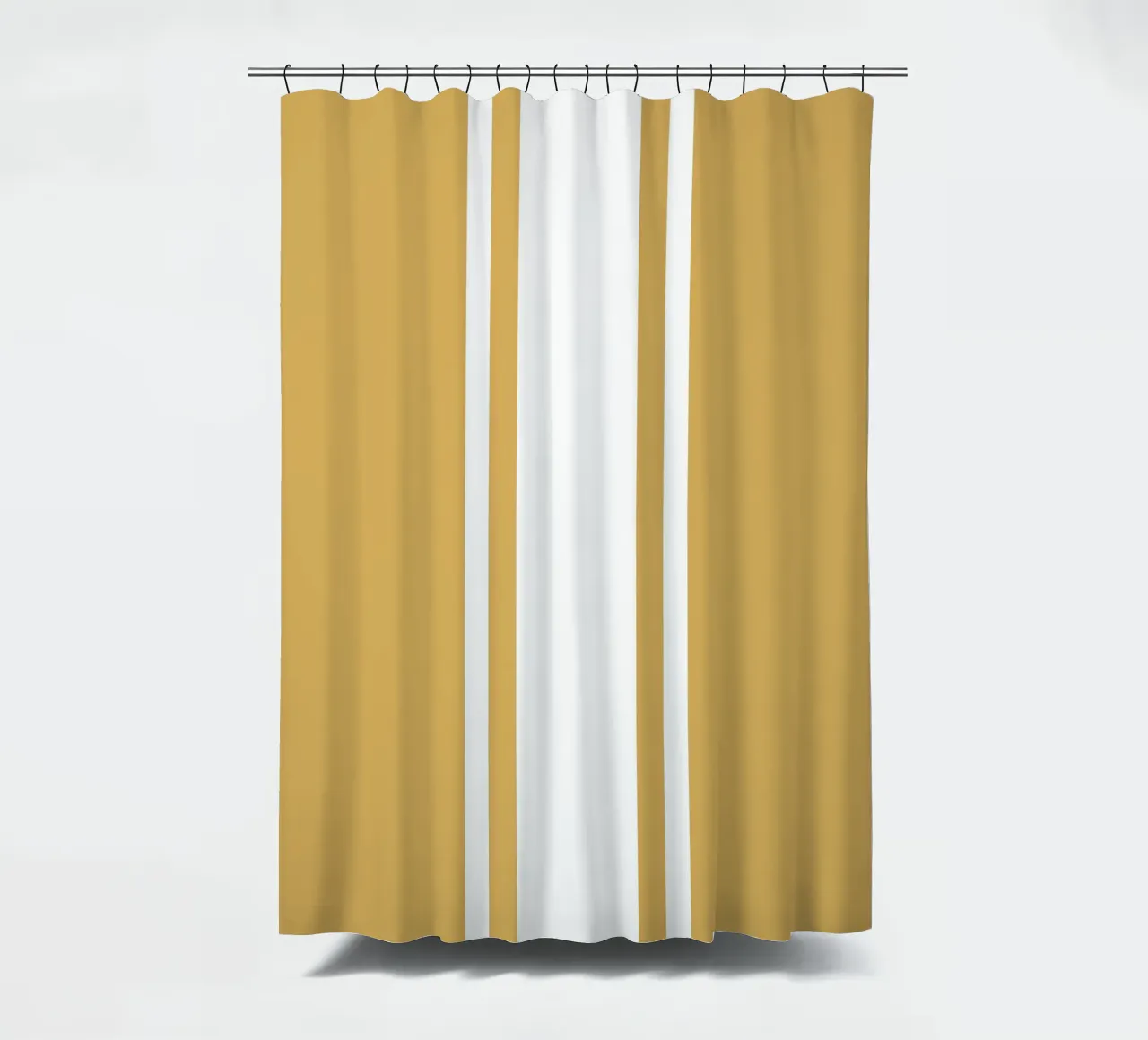 Basic Scandi Centrado Rayas 1 | Blanco sobre Amarillo Mostaza cortina de baño de Beauty in Simplicity