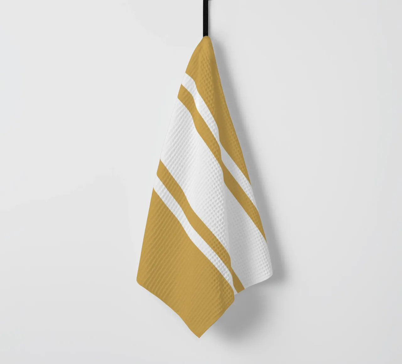 Basic Scandi Centered Stripes 1 | Blanc sur jaune moutarde torchon de Beauty in Simplicity