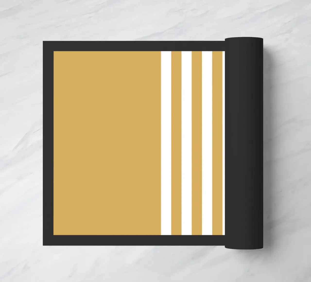 Strisce centrate Basic Scandi 2 | Bianco su giallo senape zerbino da Beauty in Simplicity