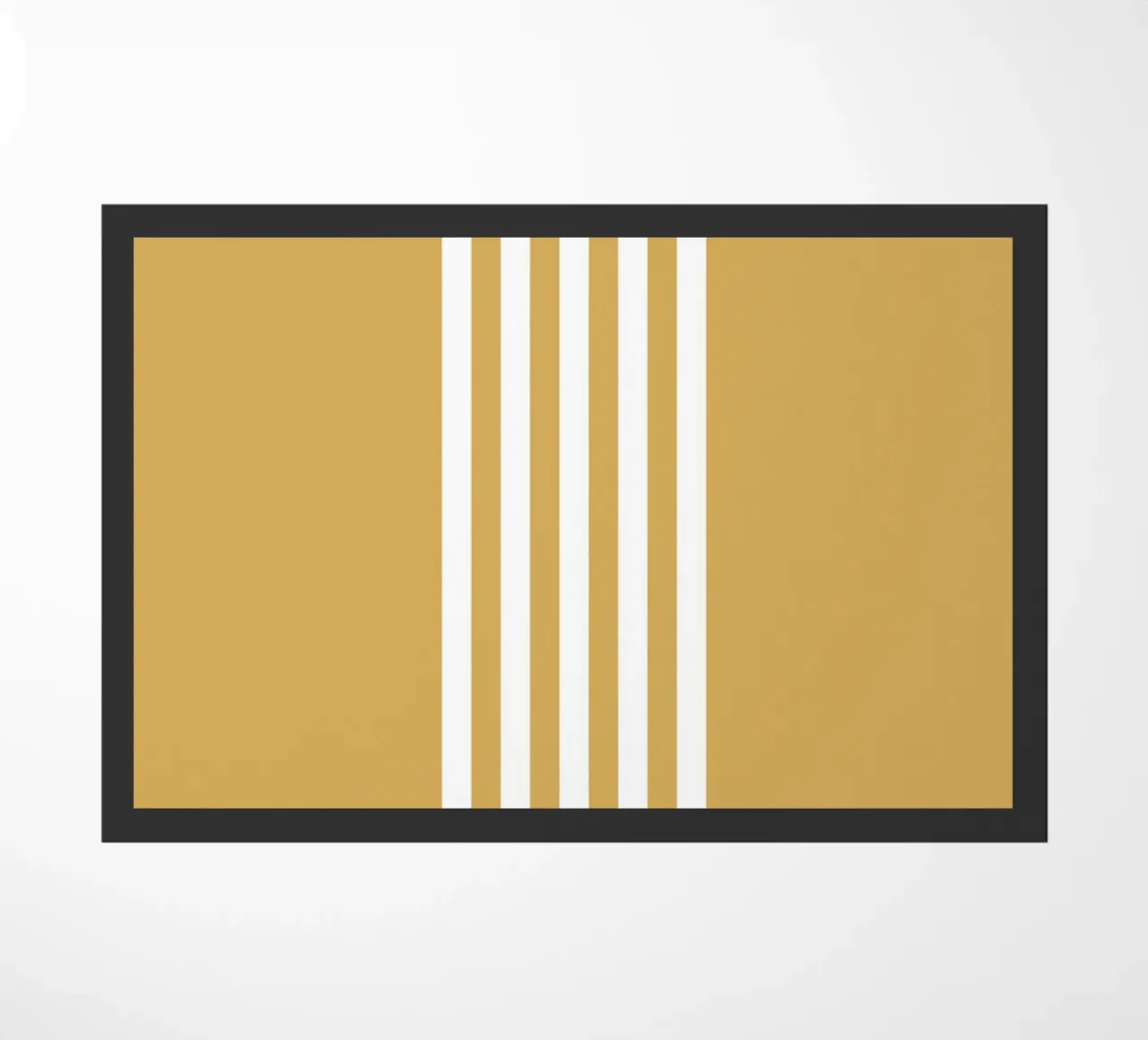 Strisce centrate Basic Scandi 2 | Bianco su giallo senape zerbino da Beauty in Simplicity