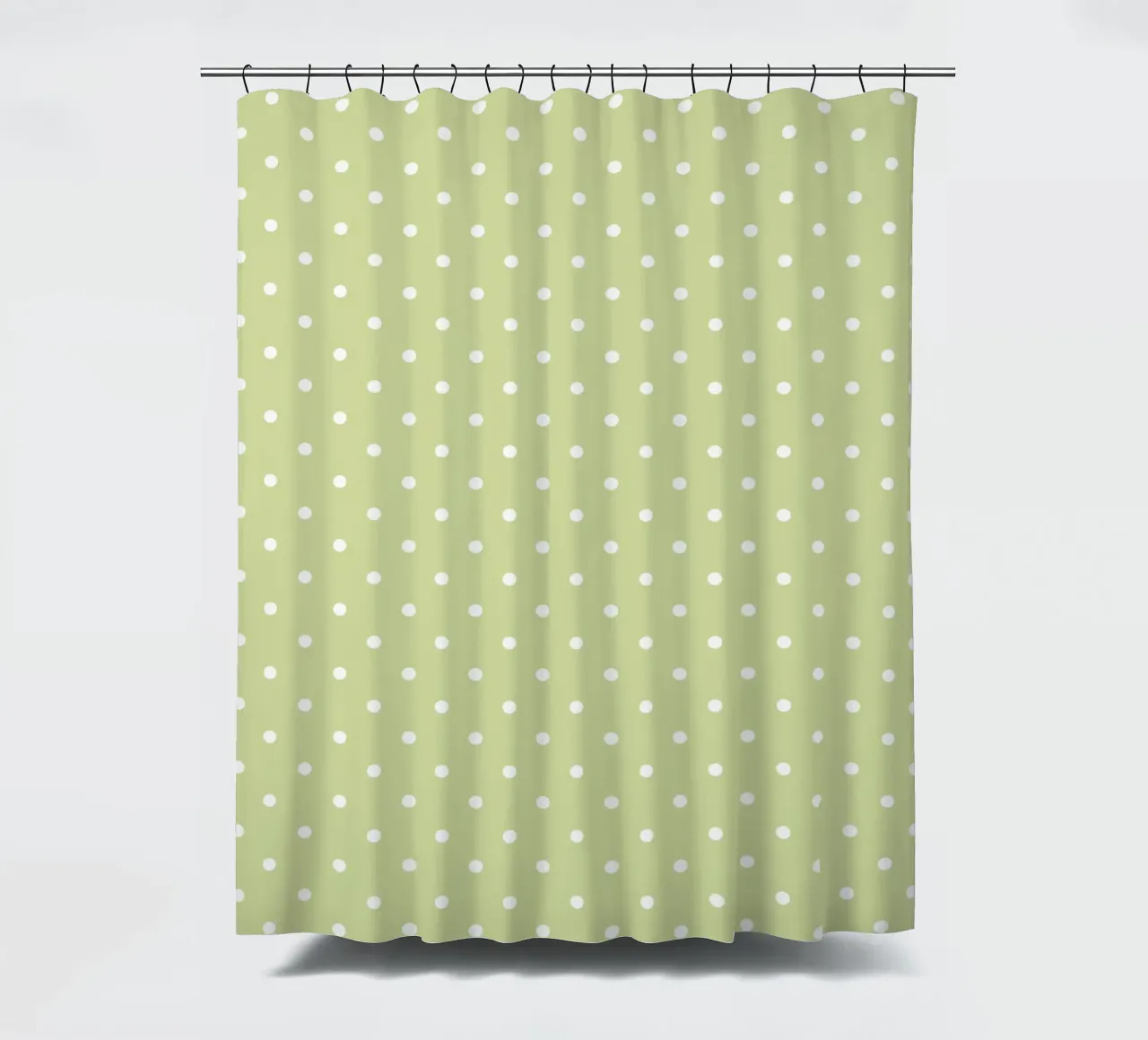 Minimal Chic Basic Klassisch Polka Dots | Weiß auf Apfelgrün Duschvorhang von Beauty in Simplicity