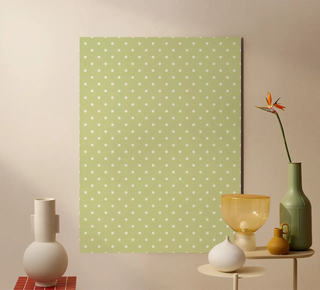 Minimal Chic Basic Klassisch Polka Dots | Weiß auf Apfelgrün Alu-Dibond von Beauty in Simplicity