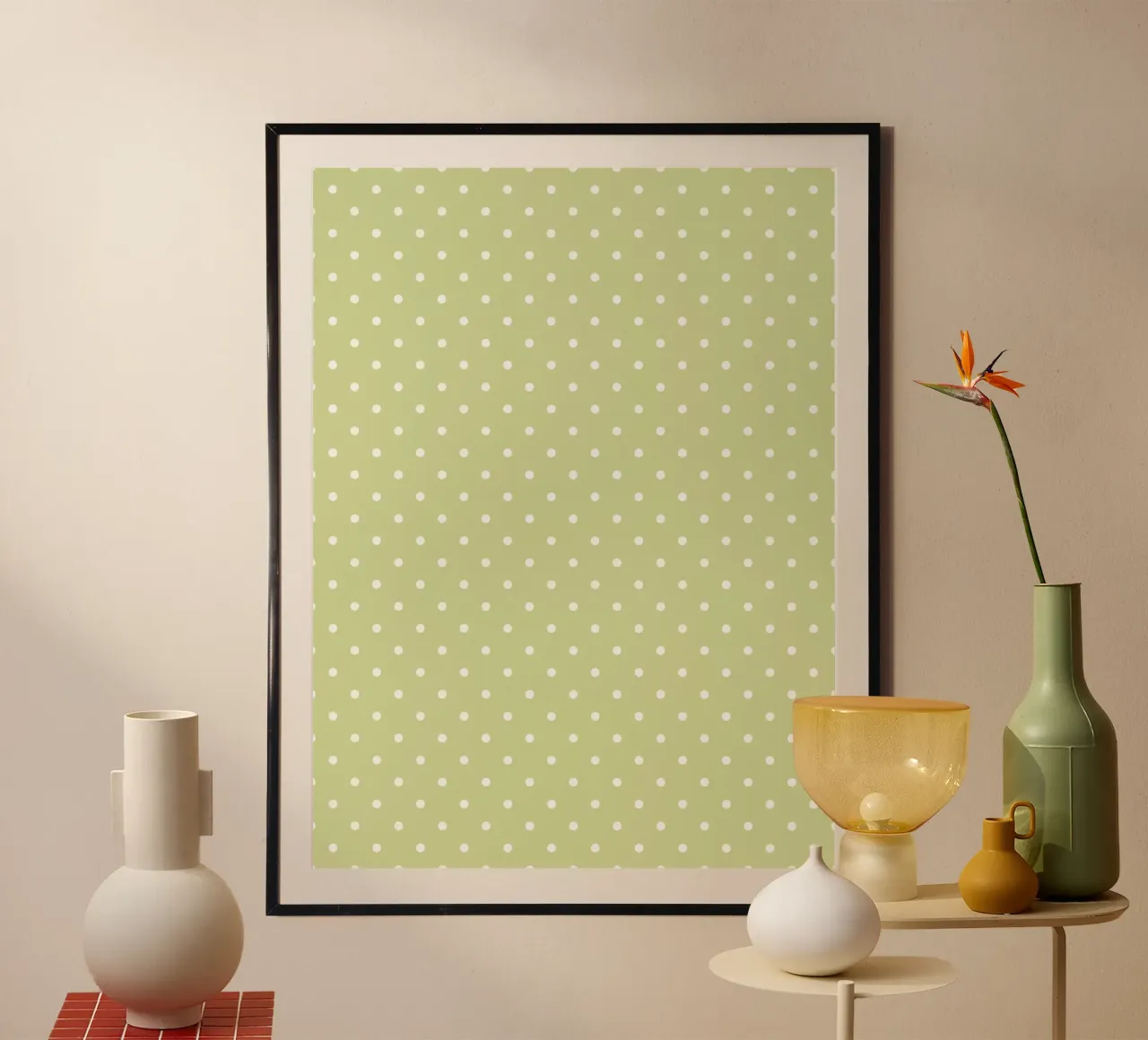 Minimal Chic Basic Classic Polka Dots | White on Apple Green poster de Beauty in Simplicity