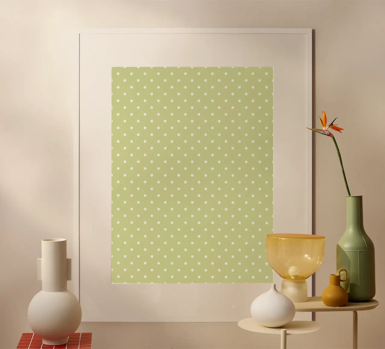 Minimal Chic Basic Classic Polka Dots | White on Apple Green poster de Beauty in Simplicity