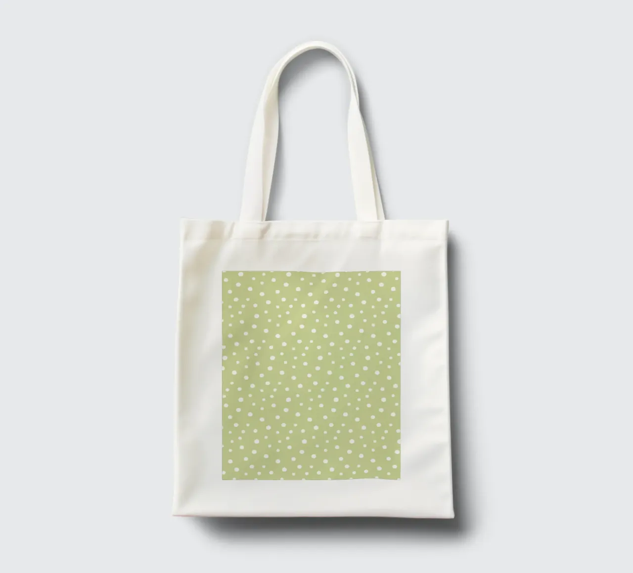 Chic Standard Hand Drawn Polka Dots | White on Pastel Green tote bag by Beauty in Simplicity