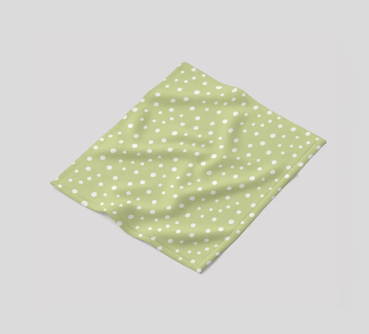 Chic Standard Disegnato a mano a pois bianchi su verde pastello coperta in pile da Beauty in Simplicity