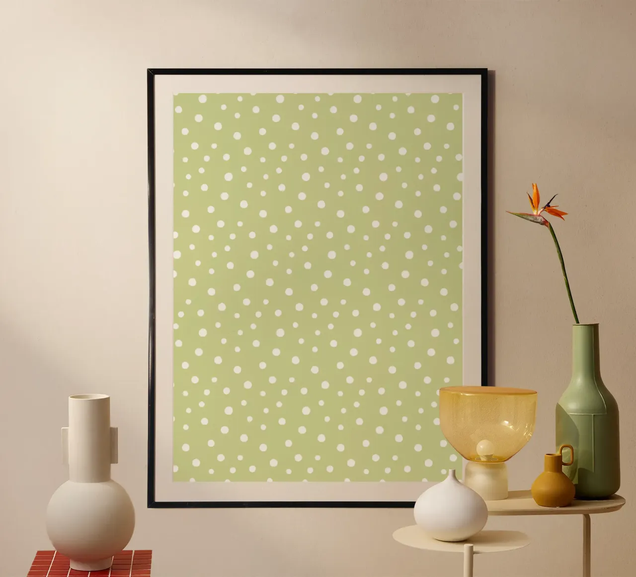 Chic Standard Hand Drawn Polka Dots | White on Pastel Green hahnemühle by Beauty in Simplicity