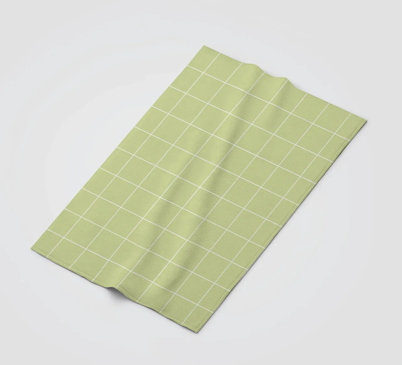 Minimal Basic Klassiek Groot Raster | Wit op Pastel Appelgroen fleecedeken van Beauty in Simplicity