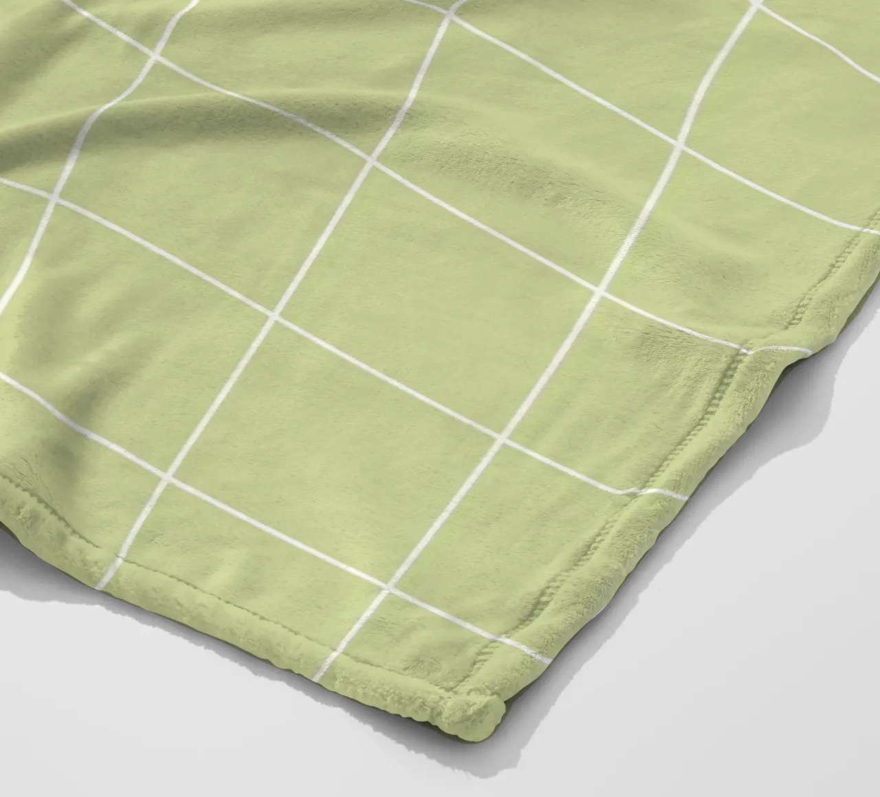 Minimal Basic Klassiek Groot Raster | Wit op Pastel Appelgroen fleecedeken van Beauty in Simplicity