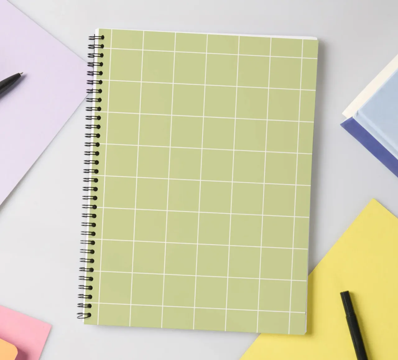Minimal Basic Classic Big Grid | White on Pastel Apple Green spiral notebook by Beauty in Simplicity