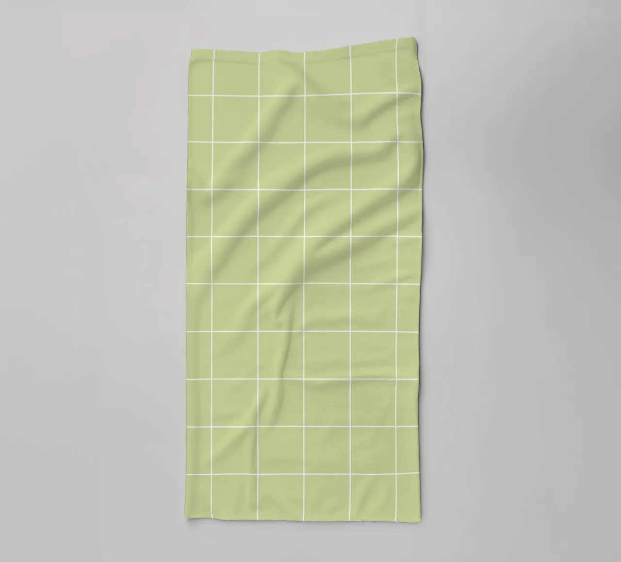 Minimal Basic Klassiek Groot Raster | Wit op Pastel Appelgroen badhanddoek van Beauty in Simplicity